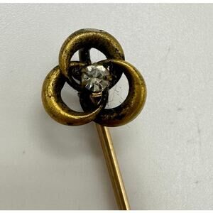 Antique Victorian Edwardian gold filled twisted knot clear paste stick pin